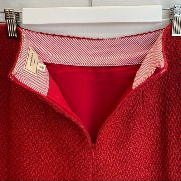 Moulinette Soeurs Anthropologie Red Wool Blend Tweed Pencil Skirt Women's 2 - Picture 4 of 6